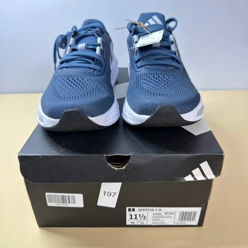 Adidas Questar‎ 3 M Running Shoes Mens 11.5 Blue Silver NWT Lightweight Sneakers